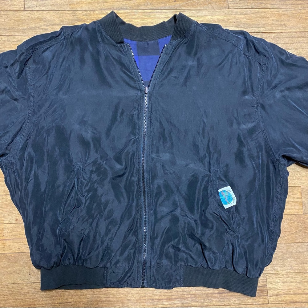 Blue and Black Plaid Bomber Jacket - Picture 4 of 11